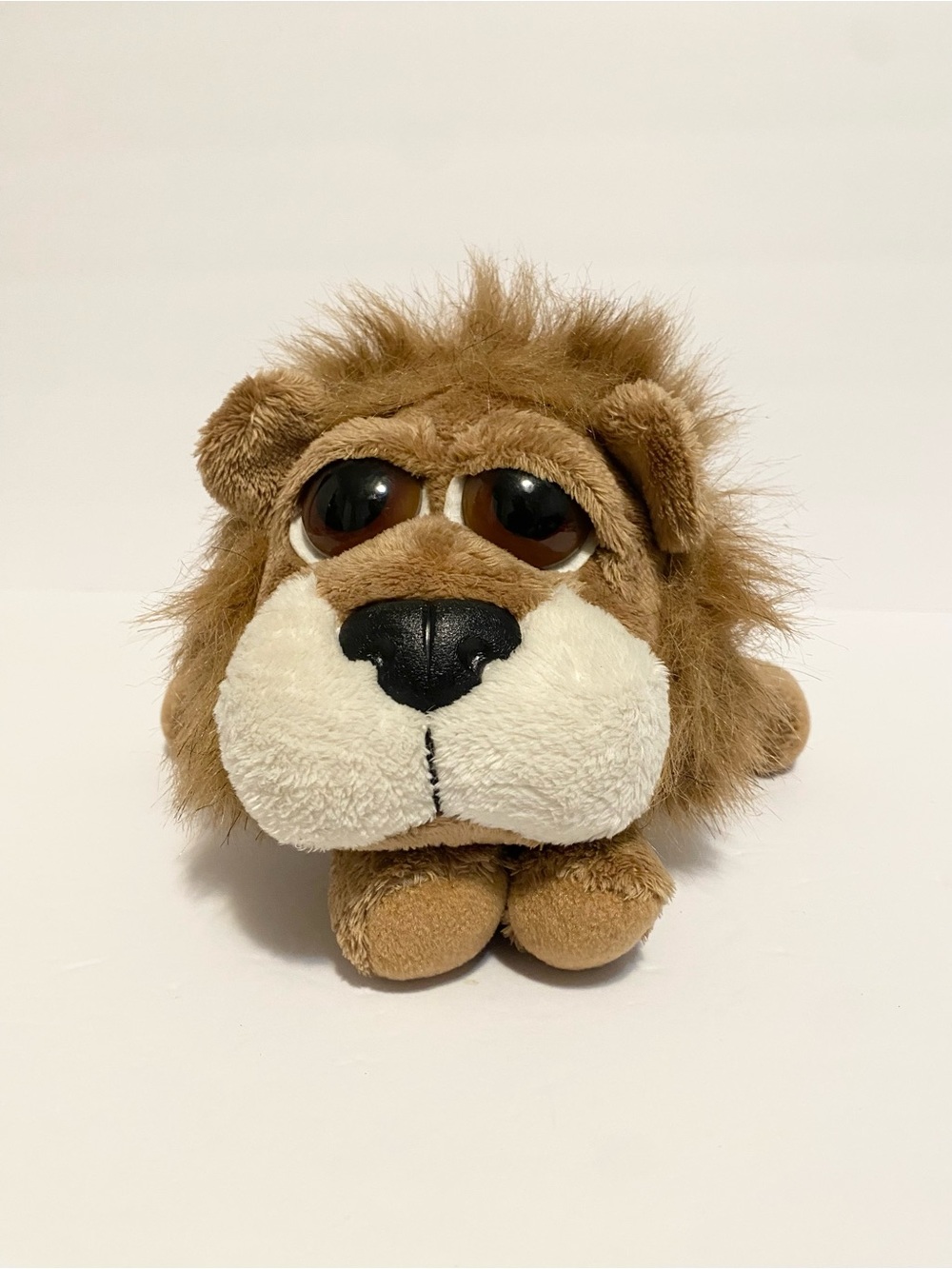 Russ Lion Plush Lil Peepers Carnie Lovey Brown Stuffed Animal Big Eyes Toy 8”